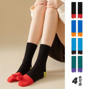 Women's ins fashionable spring and autumn two toe socks Japanese mid-calf socks thin toe socks colorful creative Net red autumn