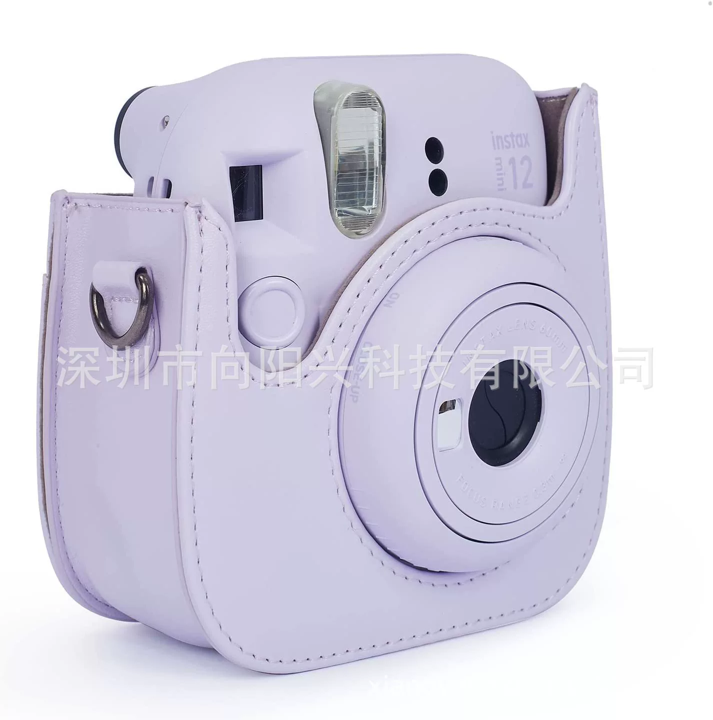 Кейс для фотоаппарата (Polaroid) Mini 12 совместимый, кожа PU, съемная верхняя часть и ремешок