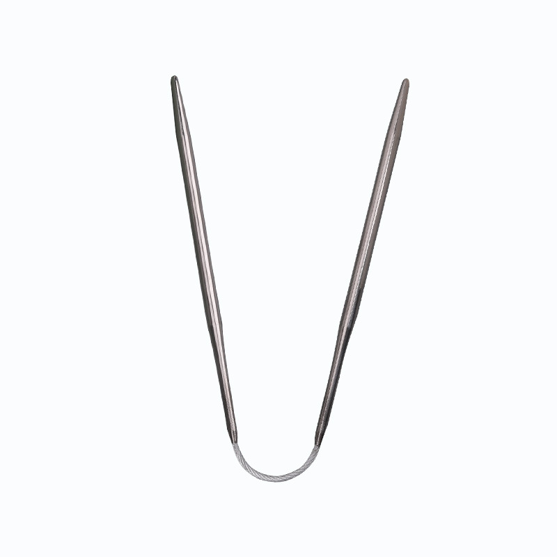 Anillo corto aguja de acero inoxidable herramienta de tejer a mano suéter aguja 23cm lana aguja palo de lana al por mayor