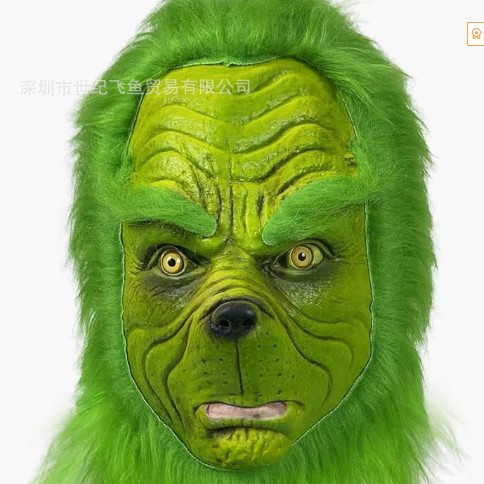 Máscara de Grinch de pelo verde de Halloween