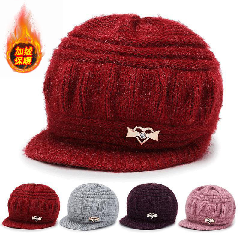 Otoño y invierno nuevos sombreros de mediana edad, sombreros de lana de punto para mujeres, sombreros de lana de terciero, sombreros de protección de orejas calientes, sombreros de abuela image 3