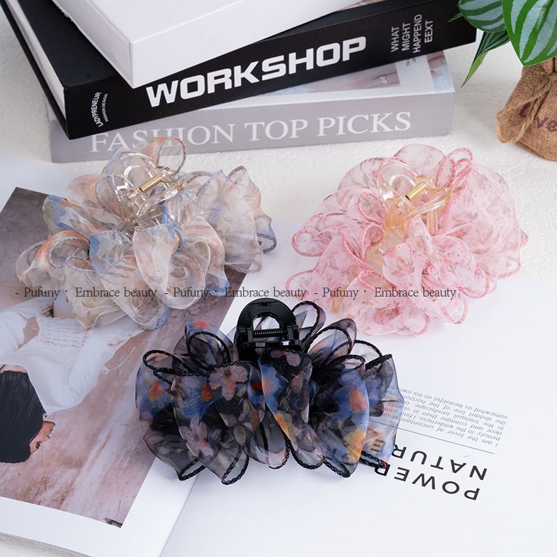 High-End Cloud Floral New Style Bubble Back Head Clip Large Bow Clip Elegant High-End Retro Hair Clip High-End Cloud Floral New Style Bubble Back Head Clip Large Bow Clip Elegant High-End Retro Hair Clip
