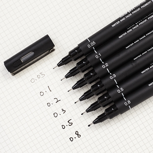 三菱PIN-200绘画针管笔漫画设计草图勾线笔 描图绘图笔 多规格 黑