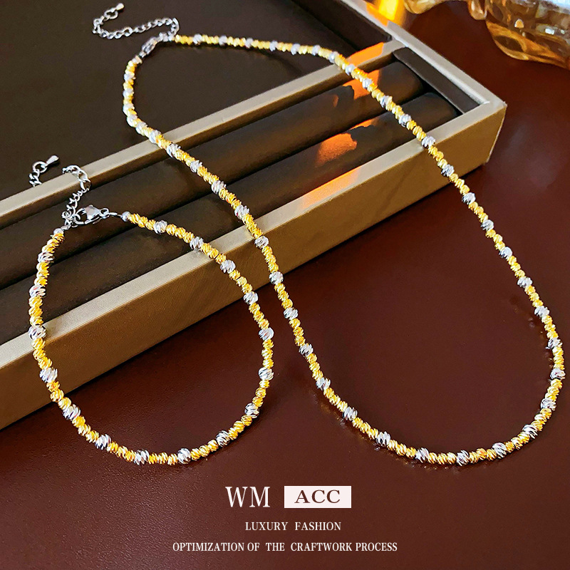 Collar de oro real de 18 quilates, diseño de moda, collar de clavícula, nicho, lujo ligero, conjunto de lujo de alta calidad para mujeres
