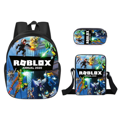 new pattern ROBLOX Virtual world Primary and secondary school students knapsack Lop Enthone Backpack Satchel Pencil bag Three