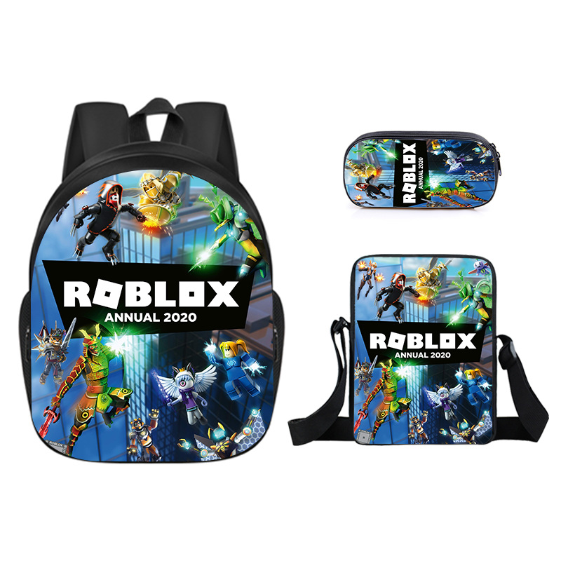new pattern ROBLOX Virtual world Primary and secondary school students knapsack Lop Enthone Backpack Satchel Pencil bag Three