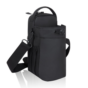 Outdoor Sports Water Bottle Bag Indoor Cross-Border Crossbody Black Leather Film Crossbody Bag Fitness Magnetic Waterproof Shoulder Bag