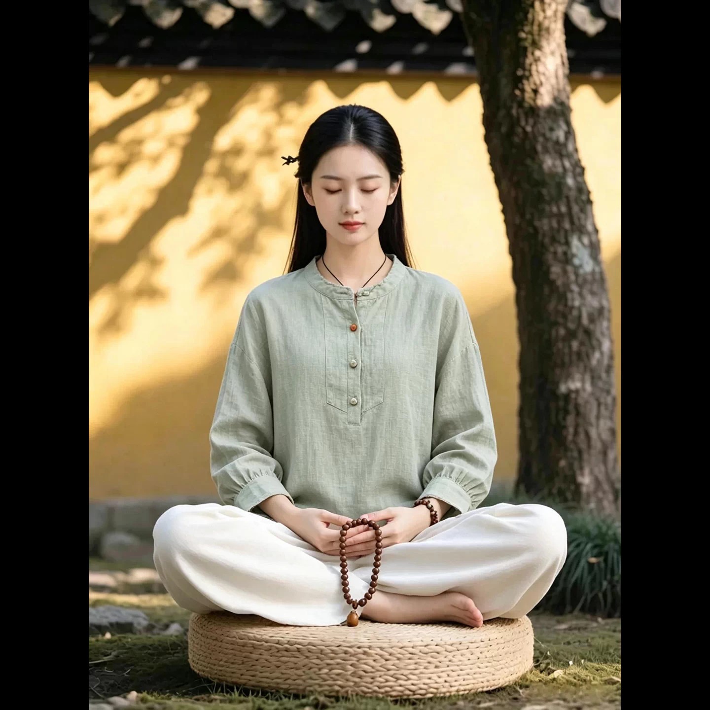 居士服女款秋季禅意佛系女装棉麻素衣禅服中式茶服打坐禅修服套装