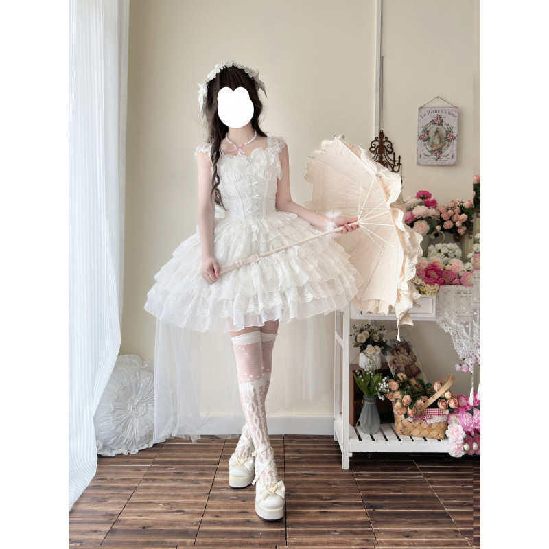 2025夏季新款日系可爱甜美Lolita芭蕾风花嫁jsk吊带连衣裙子软妹|undefined