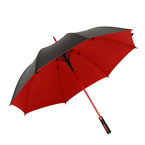 Business welcome straight advertising umbrella Colorful fiber rib long handle golf umbrella Vinyl rain or shine umbrella