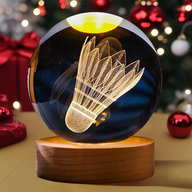 Astronauta luminosa bola de cristal lámpara de noche 3D escultura decoración de mesa para reuniones de estudiantes regalos personalizados