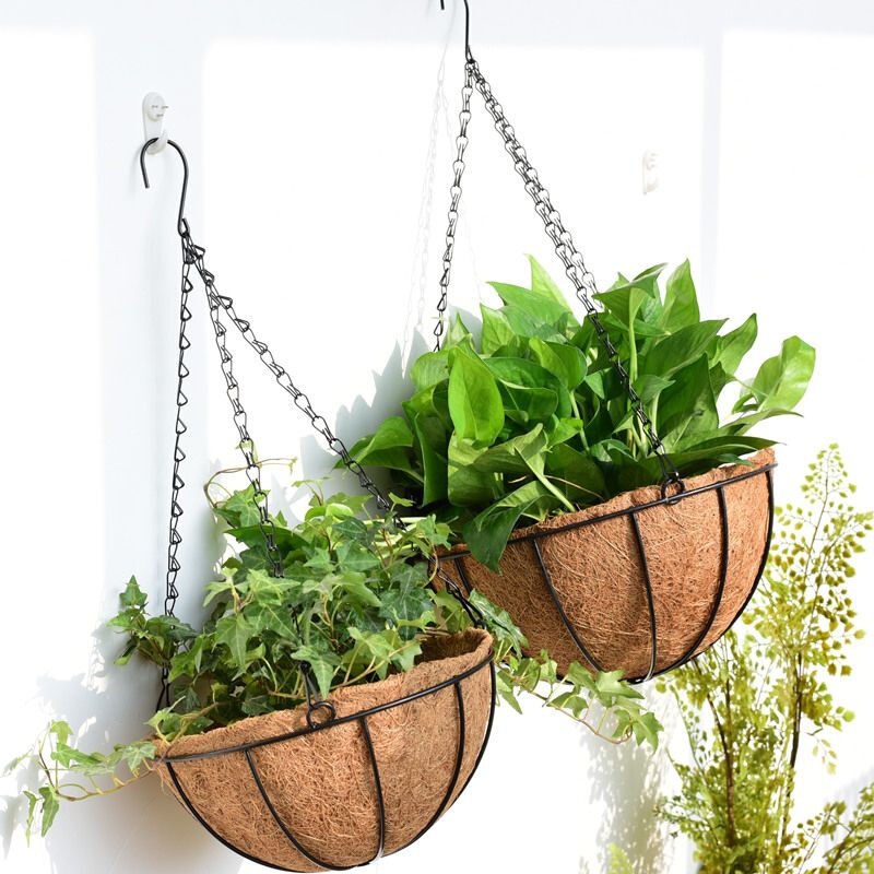 Factory wholesale chain hanging basket home home balcony gardening decoration iron flower basket flower pot