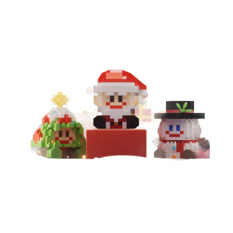Compatible con Lego Santa tren muñeco de nieve micro partículas bloques de ensamblaje juguetes de regalo de Navidad caja ciega