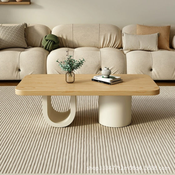 New Zealand Imported Cream Style Solid Wood Coffee Table Household Log Tea Table Living Room Modern Simple Creative Square Tea Table