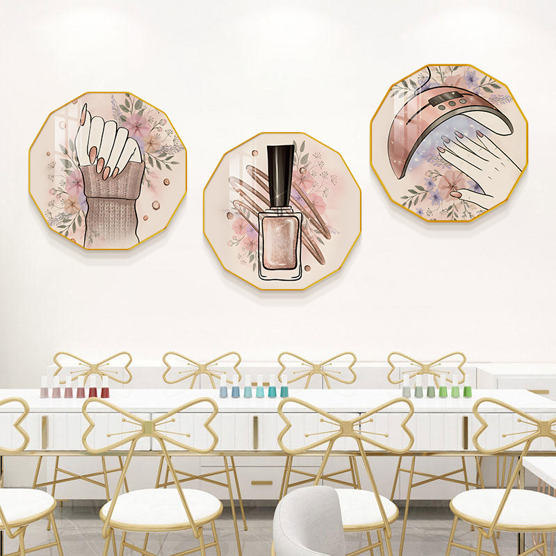 美甲店美睫眉唇海报挂画美容院装饰画化妆品店图片背景墙面壁画