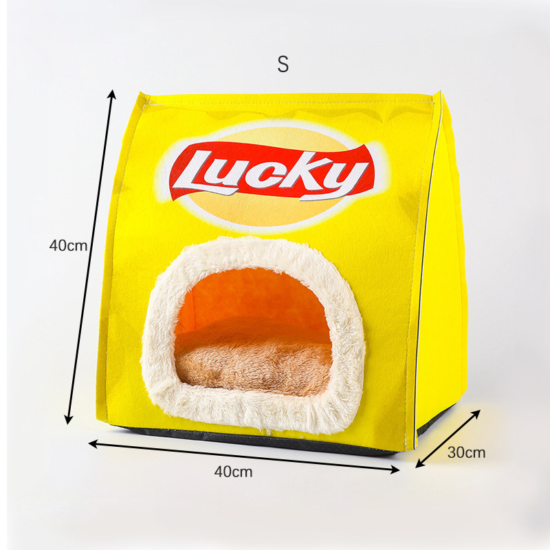 Creativa Nueva bolsa de papas fritas nido de mascotas nido de gato cuatro estaciones universal gato ocultando nido gato tienda de campaña plegable nido de perro de dibujos animados