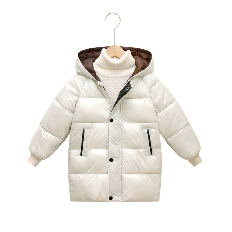 Ropa de algodón acolchada para niños de comercio exterior ropa de algodón acolchada con capucha de invierno para niños medianos y grandes bebés para niños y niñas nueva chaqueta acolchada de algodón engrosada de longitud media