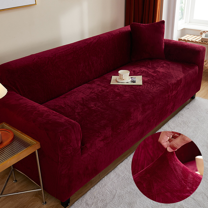 Otoño y invierno europeos de peluche engrosado sofá elástico cubierta de sofá cubierta de sofá todo incluido toalla de sofá de piel antideslizante tela al por mayor