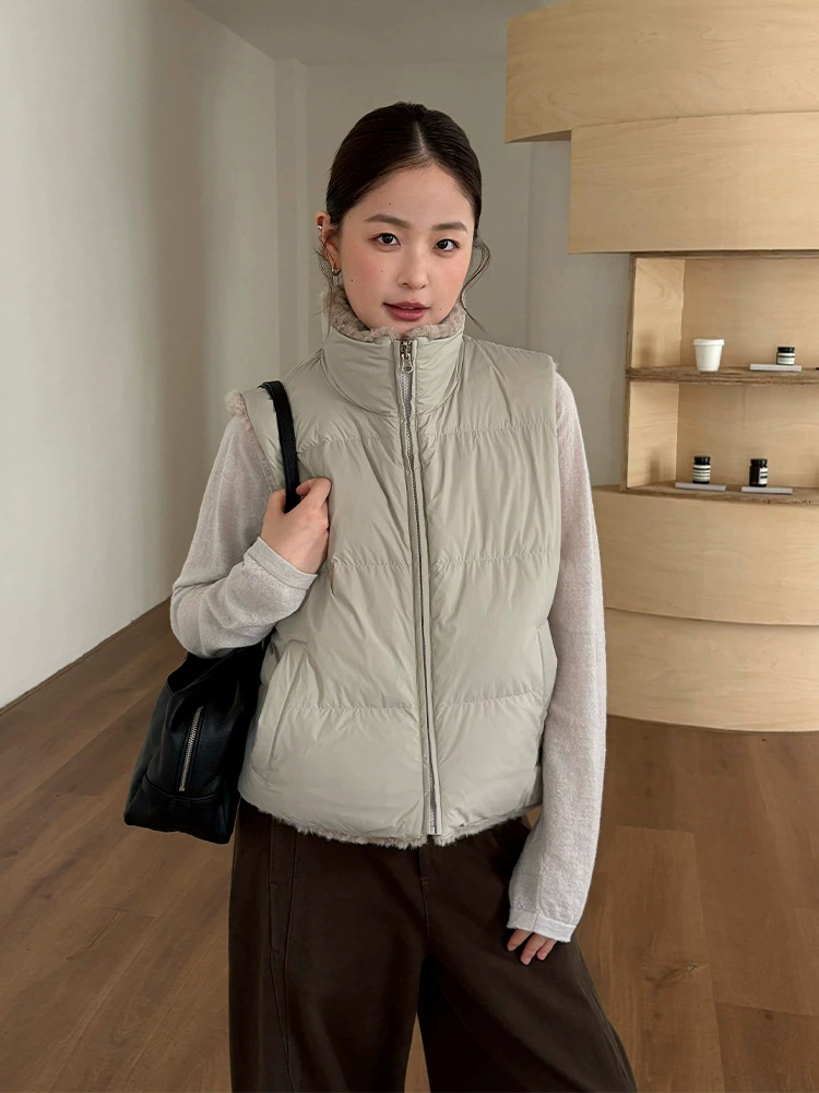 Velvet vest with down, winter jacket, high-quality style, feather stuffing