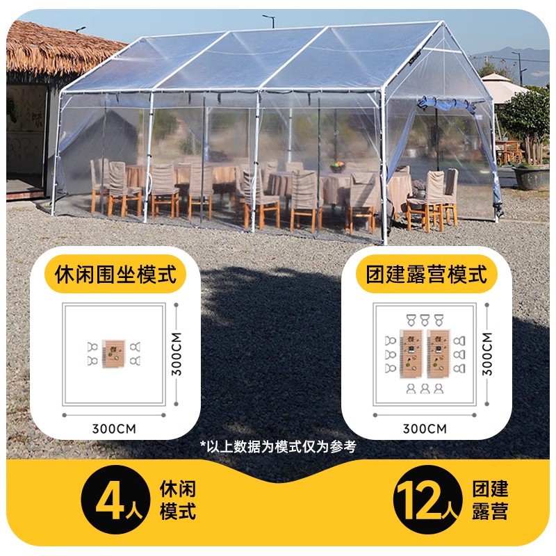 Tienda de mercado de celebridades de Internet al aire libre, toldo, carpas transparentes, parabrisas de otoño e invierno, restaurante a prueba de frío, jardín de flores