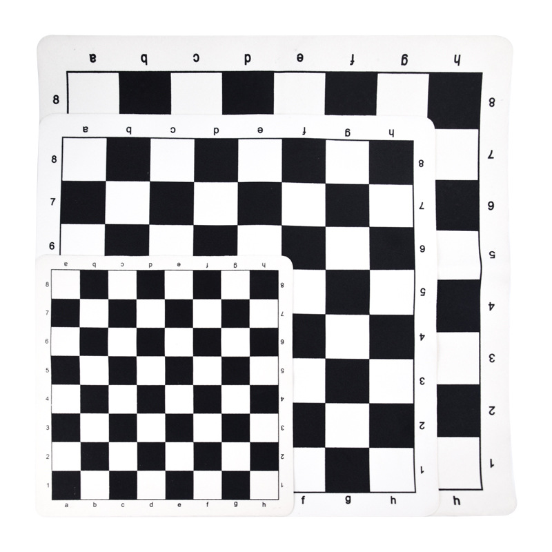 International Chess Felt Cloth PU Leather Soft Chessboard, 43cm/51cm Portable and Rollable PVC Chessboard