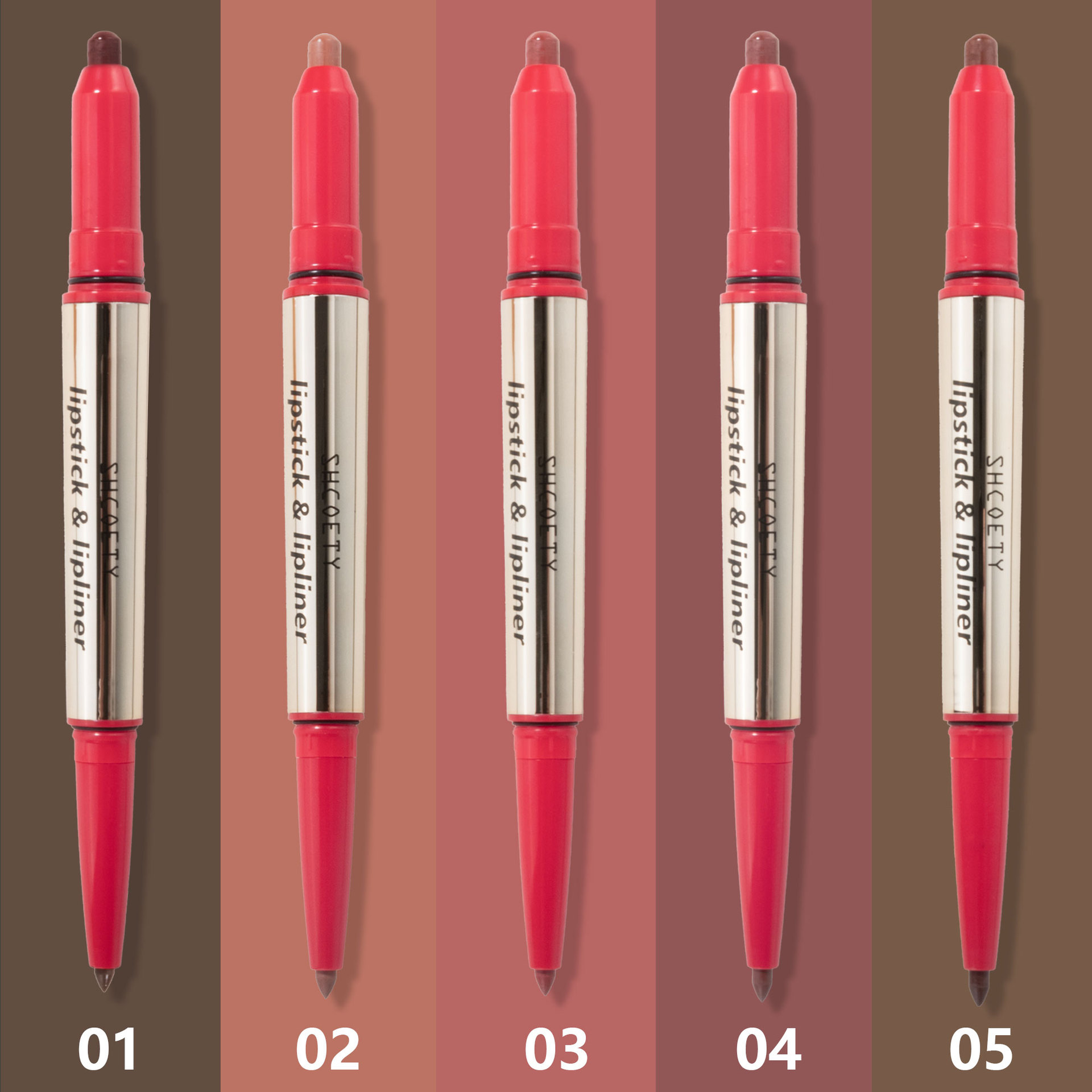 SHCOETY Double-headed red Lip liner pen, two-in-one multi-color matte long-lasting lip filling without fading, cross-border outlining pen undefined