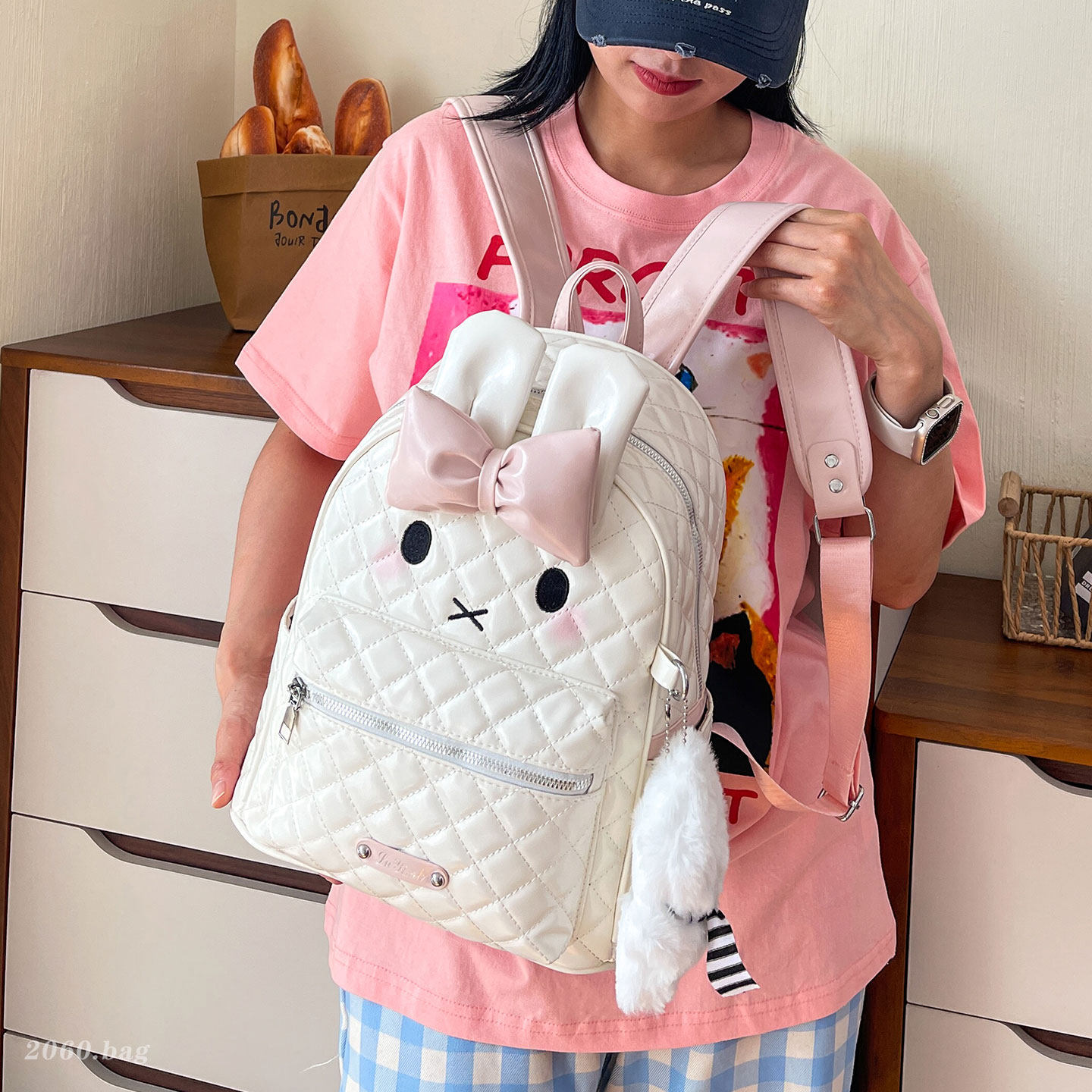 Mochila de viaje nueva linda gran capacidad 2026 estudiantes chicas Lige conejo tarjeta mochila ventilada mochila escolar