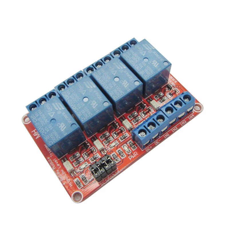 4路电磁继电器模块高低电平触发PLC驱动模组5v12v24v继电器控制板
