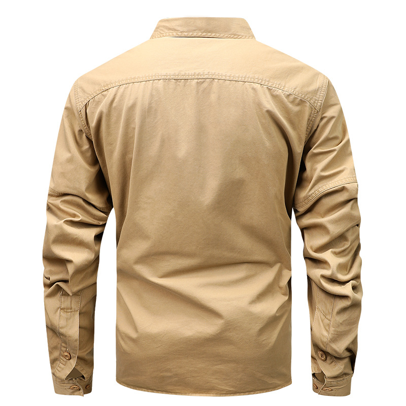Camisas de hombre primavera y otoño sueltas, secado rápido, primavera y otoño casual, camisa de trabajo, chaqueta de manga larga