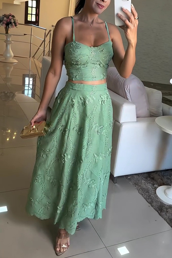 Summer Season Women's Gender Party Street Women's Casual Elegant Solid Color Polyester Skirt Co-ord Set Skirt Sets