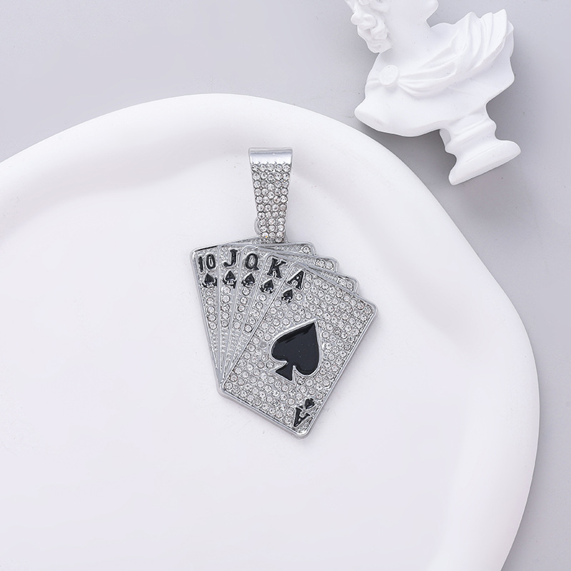 Collana con ciondolo a forma di carta da gioco hip hop uomo_voghion.com