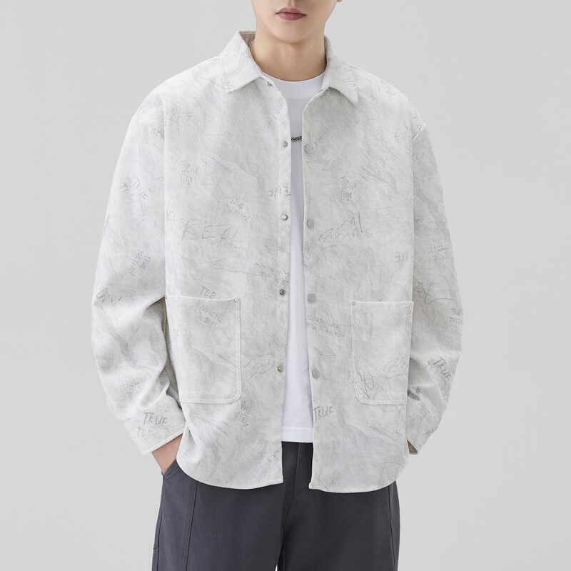 High-quality long-sleeve shirt with metal buttons for young men in spring and autumn, fashionable patch pocket shirt jacket for men, available for wholesale High-quality long-sleeve shirt with metal buttons for young men in spring and autumn, fashionable patch pocket shirt jacket for men, available for wholesale