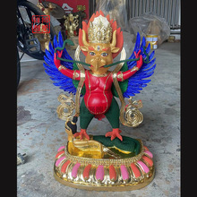 纯铜大鹏鸟护法密宗藏传佛像彩绘金翅大鹏护法藏传佛像家居供奉