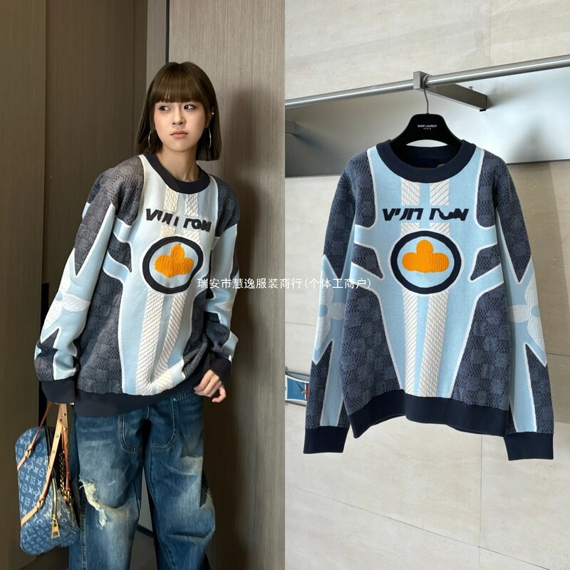Top-quality 26S trendy brand new Levi's Ski series four-leaf clover jacquard knit sweater with a round neckline Top-quality 26S trendy brand new Levi's Ski series four-leaf clover jacquard knit sweater with a round neckline