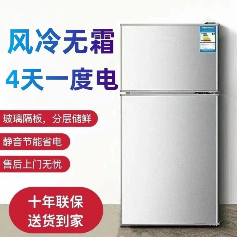 Refrigerator 118L No Frost Double Door Refrigerator Refrigeration Freezer Small Household Dormitory First-Class Energy Saving