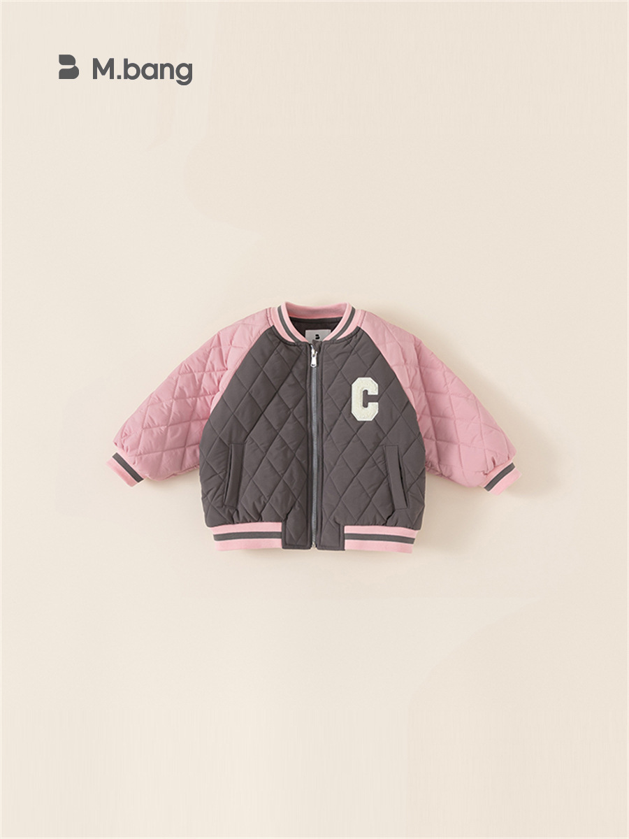 Babycity chaqueta de invierno bordada de algodón acolchado para niños uniforme de béisbol chaqueta engrosada para niñas Chaqueta de algodón acolchada estilo universitario DY23027