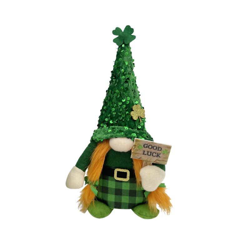 Nuevo transfronterizo irlandés Día de San Patricio de hoja verde decoraciones del Festival de la muñeca sin rostro adornos esencia del piso del trébol