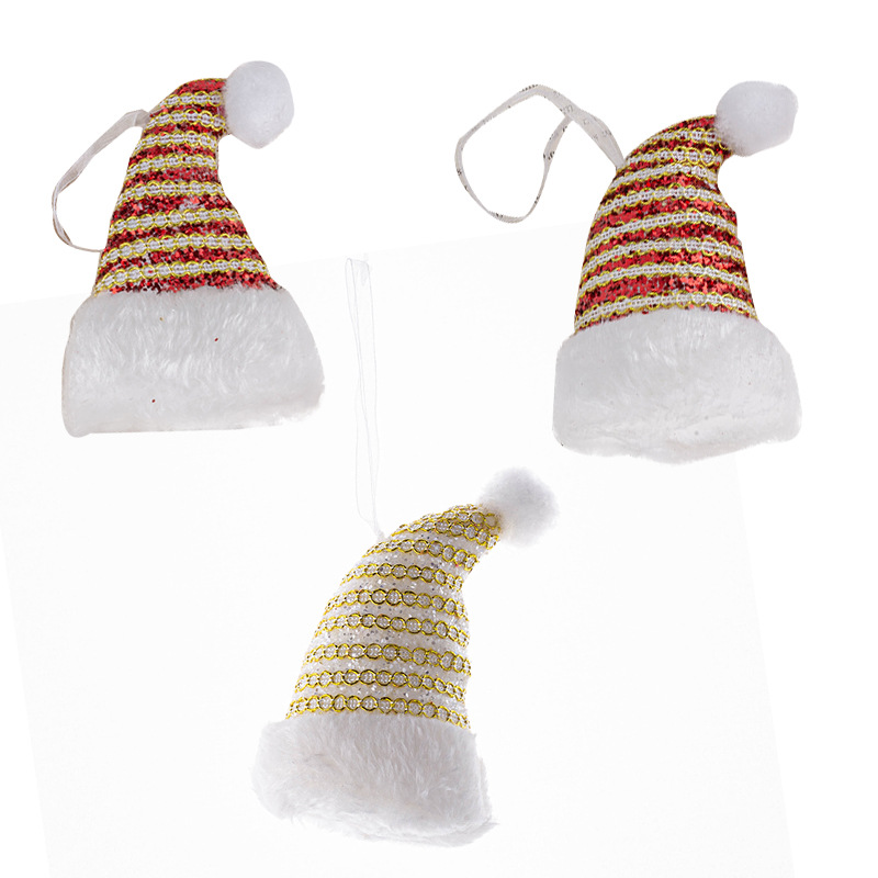 Comercio exterior espuma de Navidad polvo brillante muletas de Navidad sombrero de Navidad decoración de árbol de Navidad colgantes de ventanas vestido al por mayor