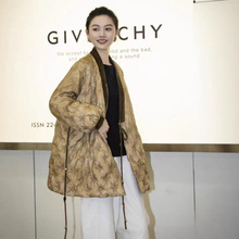 90白鹅绒羽绒服女冬季重工刺绣新中式v领系带时尚中长款加厚外套