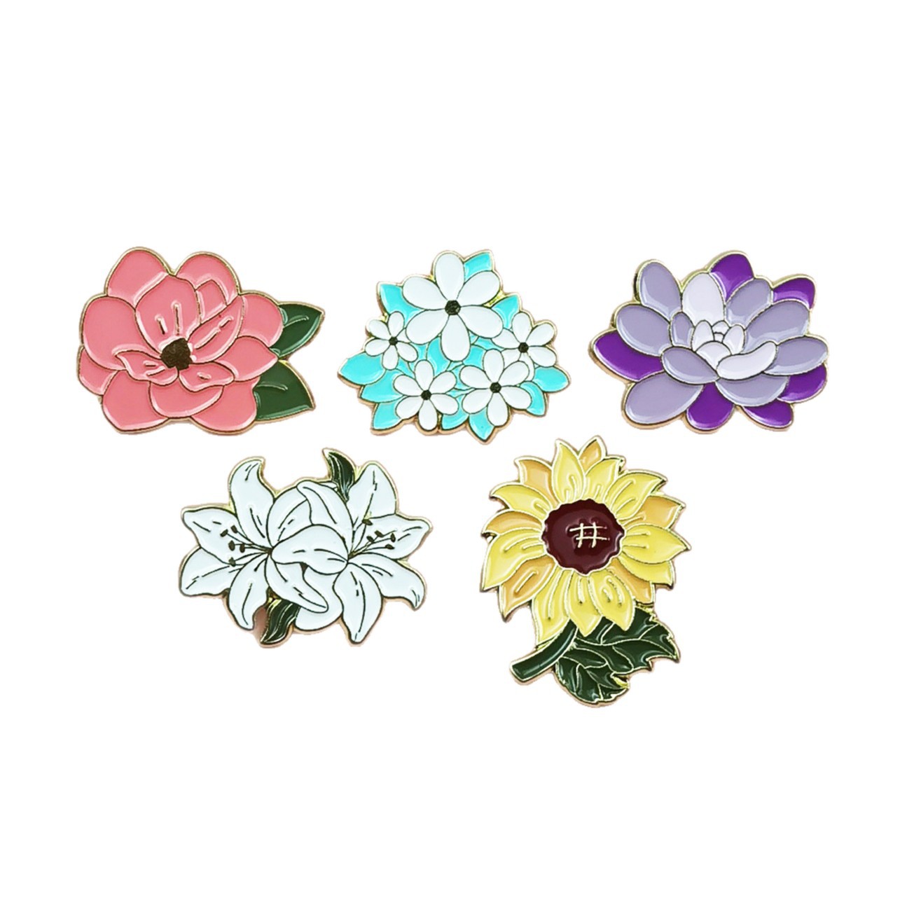 Broche de flor de planta creativa pequeño vestido de niña fresca insignia accesorios vestido personalizado broche de metal