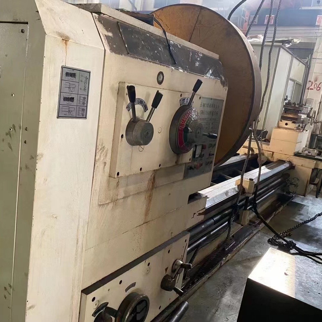 处理二手云机CW61160x4米卧式车床床身回转直径1米主轴孔径:130