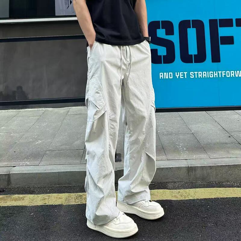 New Arrival 2025 Pleated Trendy Straight Casual Pants Men's Summer Thin Loose Outdoor Tooling Quick-drying Trousers for Men New Arrival 2025 Pleated Trendy Straight Casual Pants Men's Summer Thin Loose Outdoor Tooling Quick-drying Trousers for Men