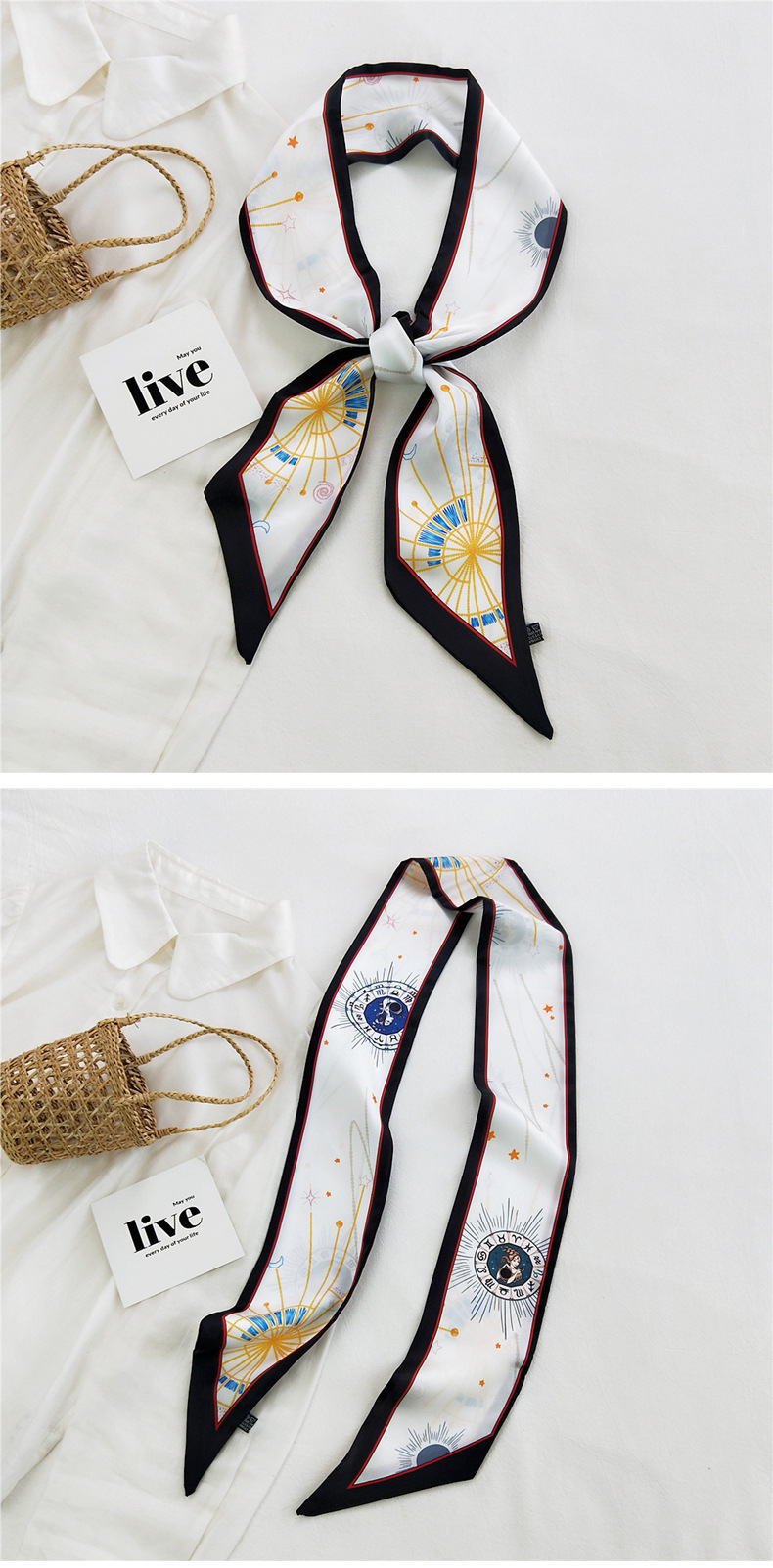 Fashion Printing Ribbon Silk Scarf Wholesale display picture 9