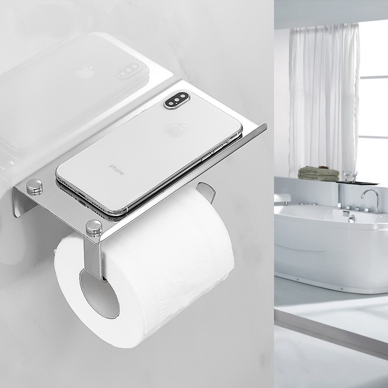 304 stainless steel bathroom mobile phone holder tissue holder toilet tissue box toilet roll holder can hold mobile phone tissue