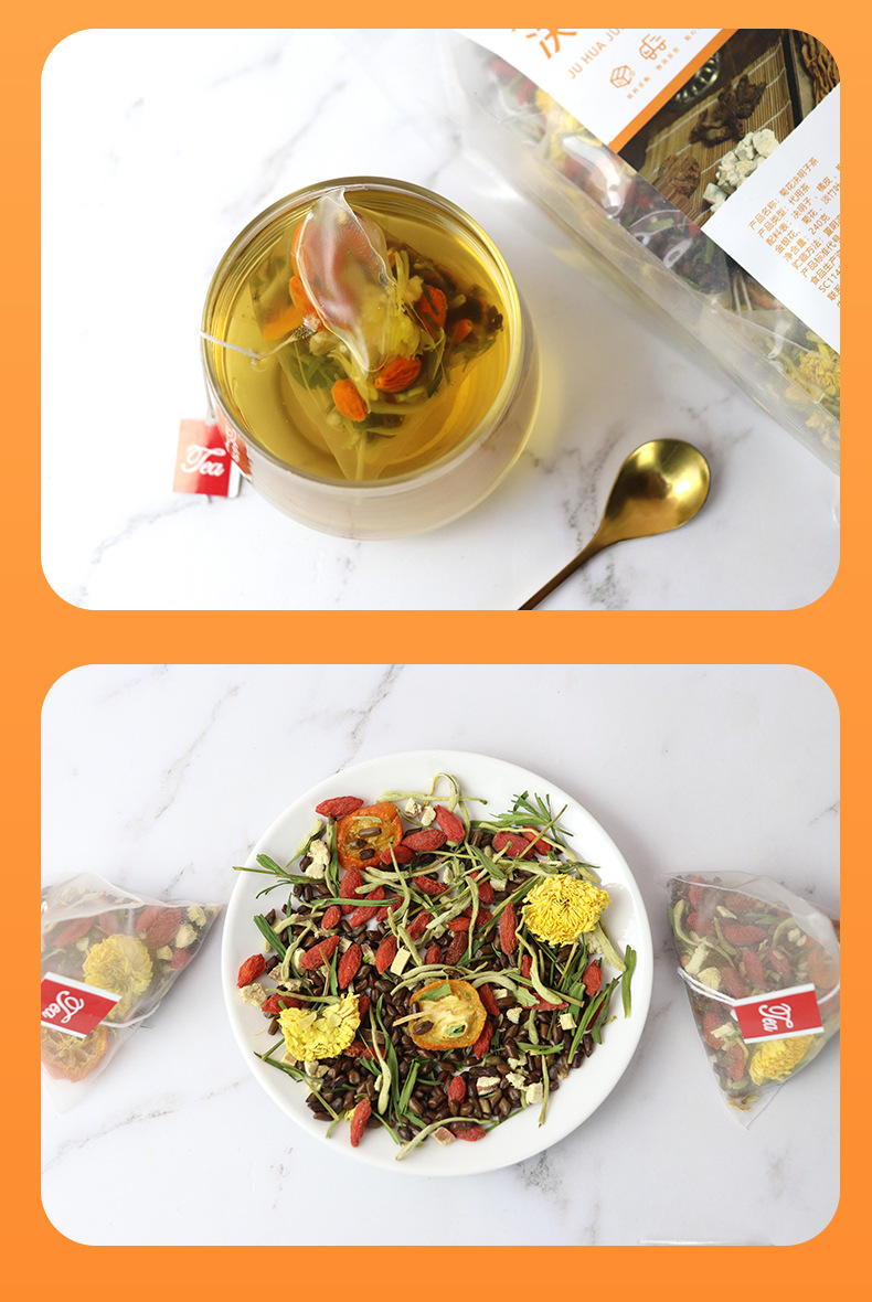 Chrysanthemum Cassia Seed Tea Bag Blend Ju Hua Jue Ming Zi 240g 30 Tea Bags in use