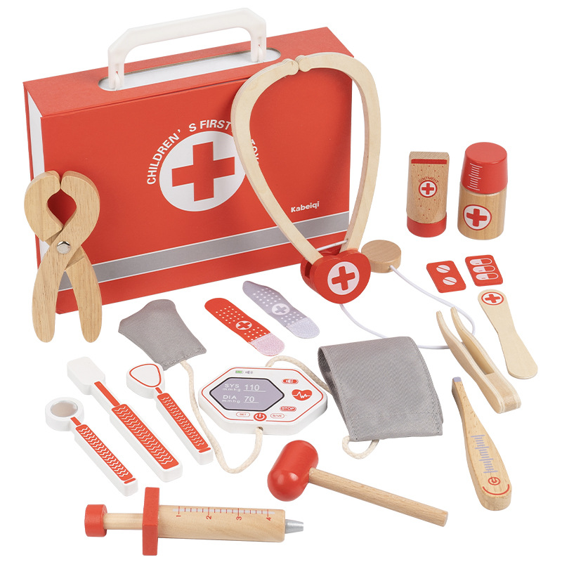 Educación temprana simulación de hogar aristocrático danés rojo médico juego de rol juego de juguetes médico