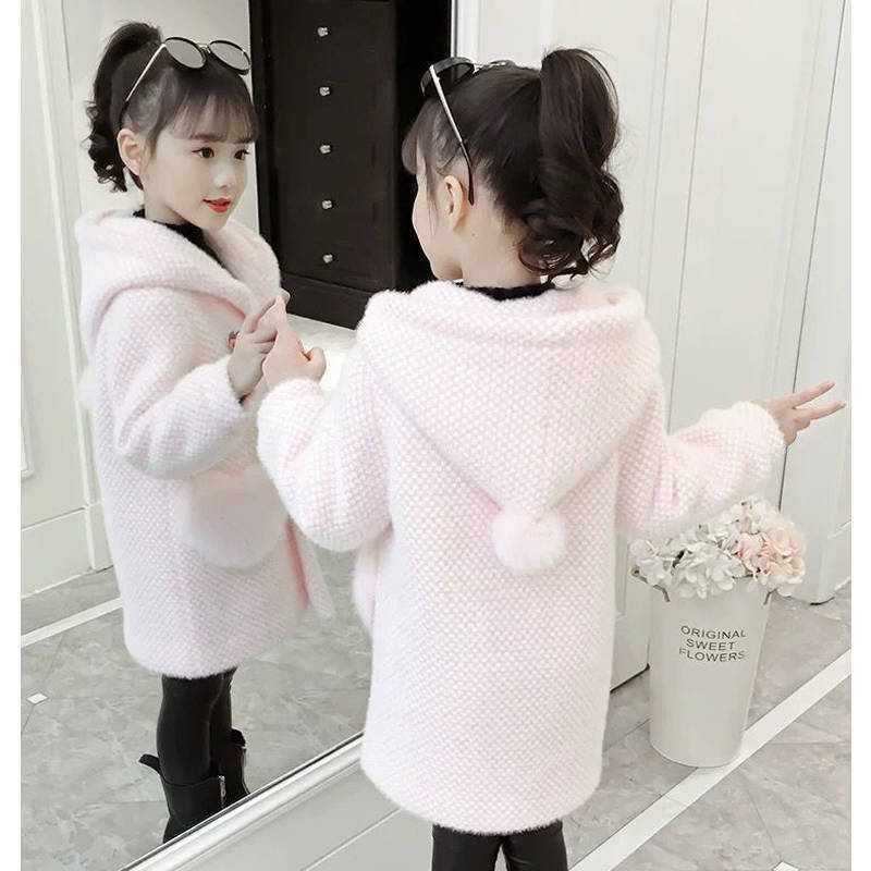 Woolen children's velvet down jacket