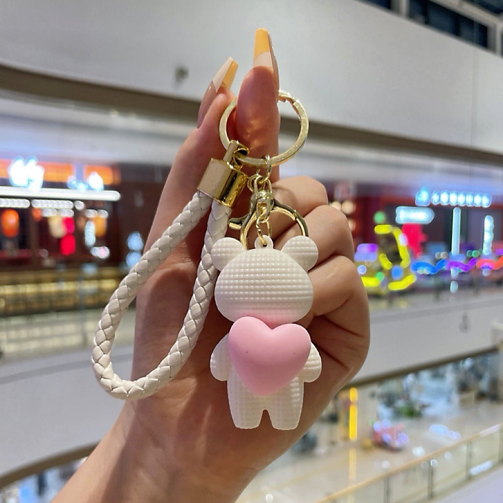 Peluche a forma di cuore con orsetto per bambine, ciondolo carino con squisita celebrità di Internet, decorazione per zaino, portachiavi per auto_voghion.com