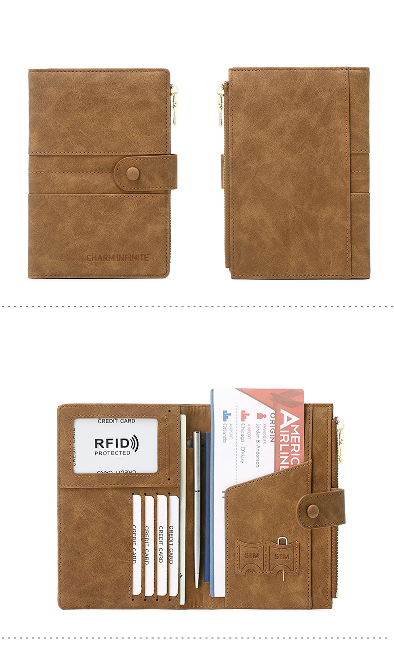 Nieuwe antidiefstalborstel RFID-paspoortclip met ritsgesp Paspoorthoes Documentclip Multifunctionele reispaspoorttas_voghion.com