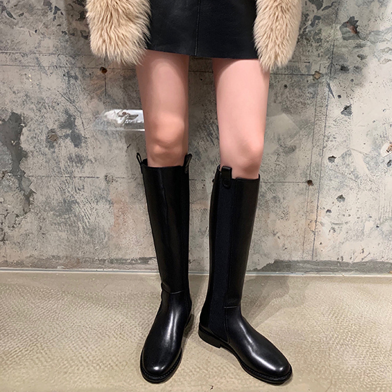Chanel estilo negro botas para las mujeres de otoño e invierno Nueva plana de alta botas de montar botas altas de la rodilla botas altas